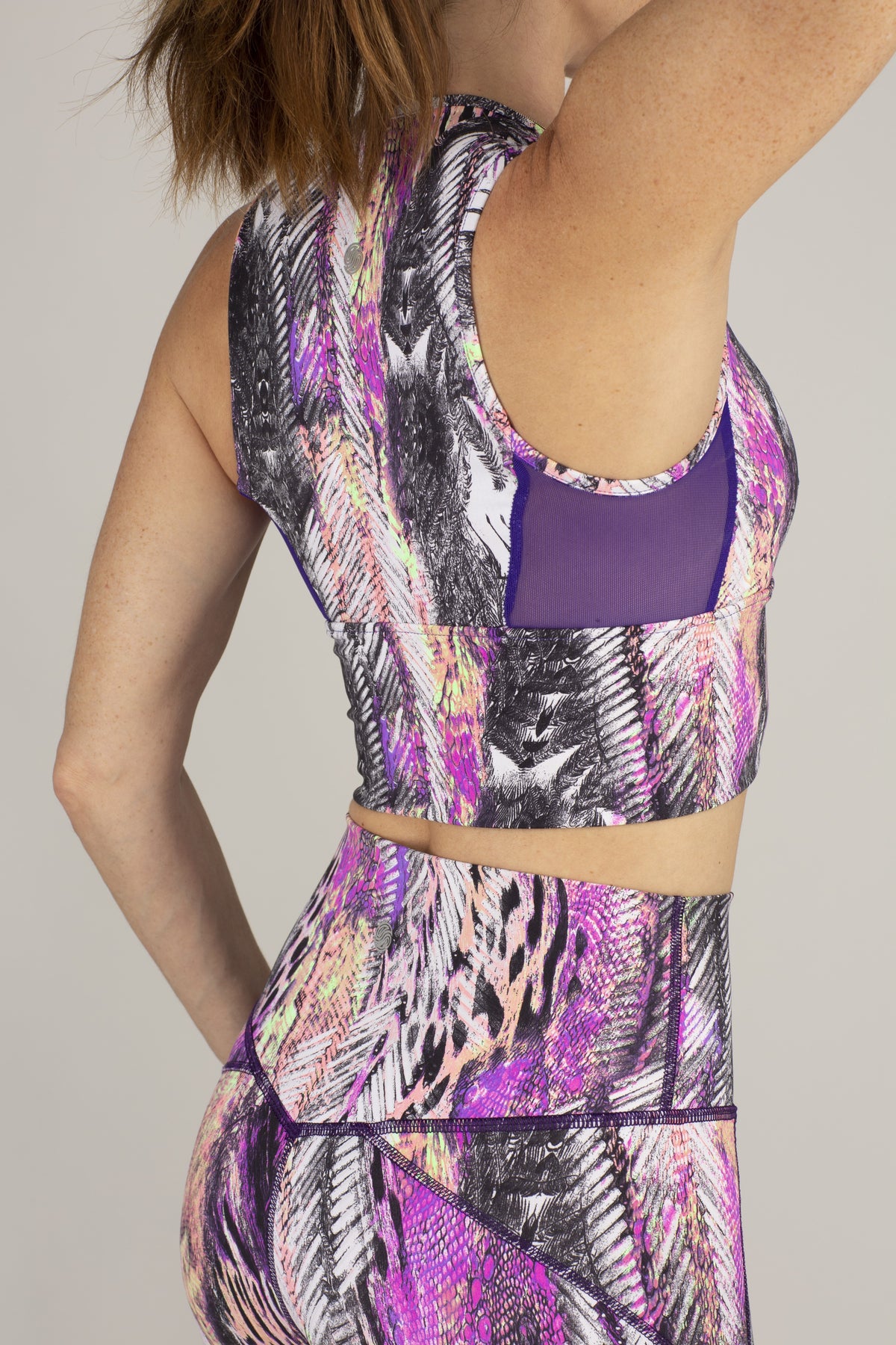 purple sports bra mesh athletic top