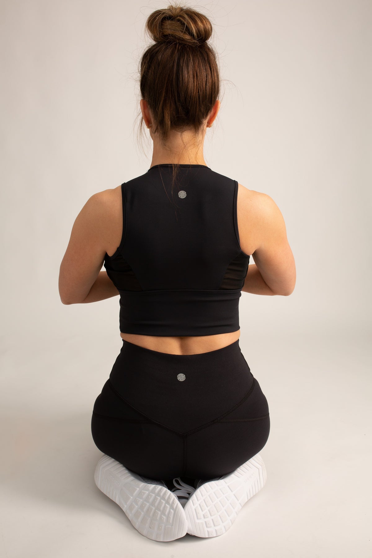back lycra matching top and yoga pants