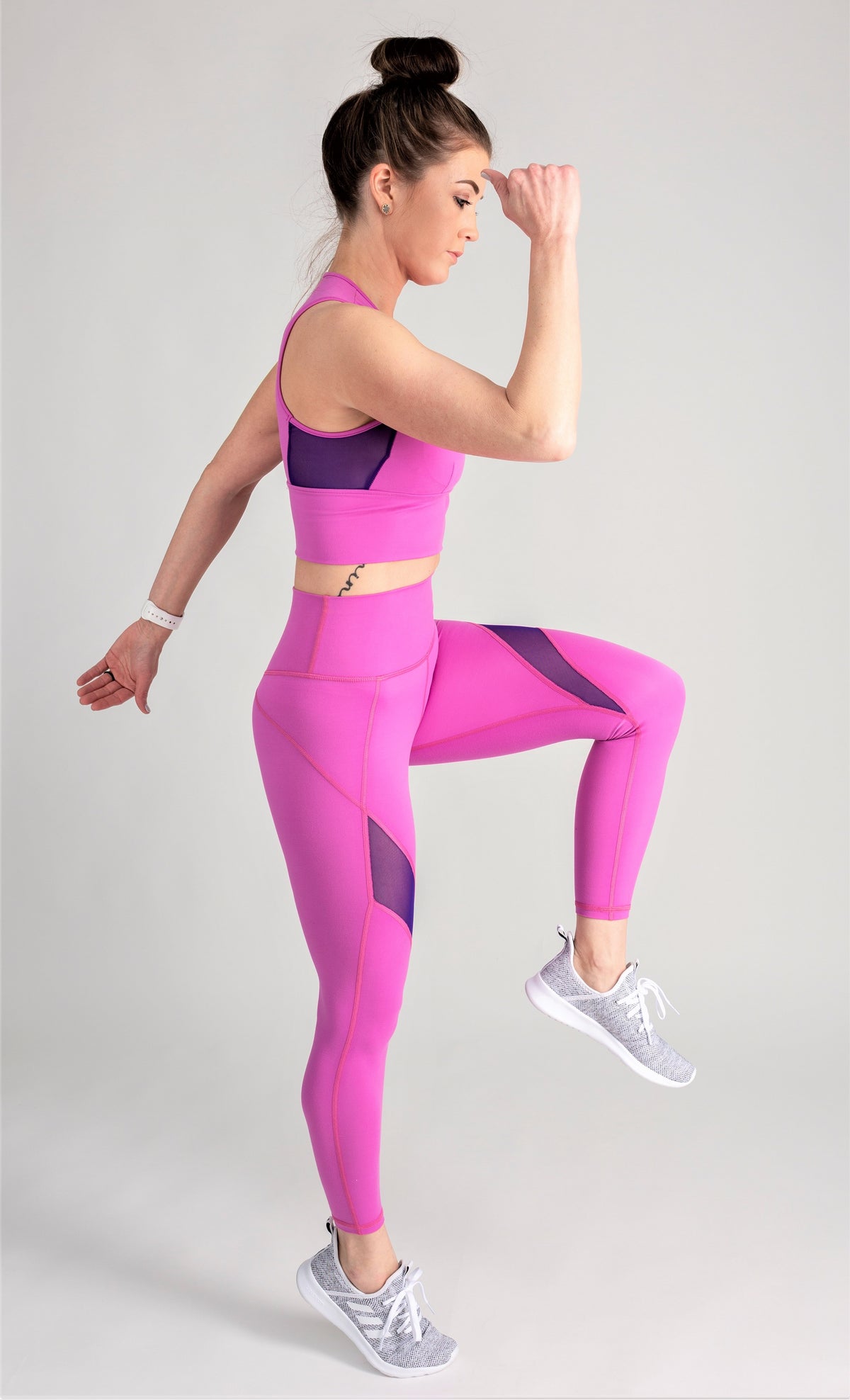 Pink and purple lycra leggings